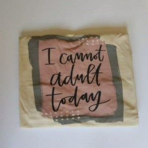 Night Shirt  I Cannot Adult Today Cotton V-neckline Color Cream & Pink PBK